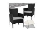 tectake® 2er Set Rattanstuhl, widerstandsfähig, 2 Bezugssets, 59 x 57 x 85 cm