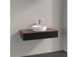 Villeroy und Boch Antao Waschtisch-Unterschrank K09152PD 100x19x50cm, Hahnloch, Waschbeckenplattenfarbe warm walnut, black matt lacquer