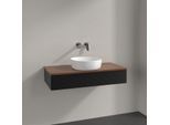 Villeroy und Boch Antao Waschtisch-Unterschrank K09112PD 100x19x50cm, Waschbeckenplattenfarbe warm walnut, black matt lacquer