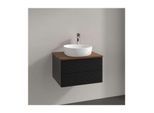 Villeroy und Boch Antao Waschtisch-Unterschrank K18112PD 60x36x50cm, Waschbeckenplattenfarbe warm walnut, black matt lacquer