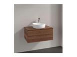 Villeroy und Boch Antao Waschtisch-Unterschrank L19152HM mit Beleuchtung, 2 Auszüge, 800 x 360 x 500 mm, Front mit Struktur, Warm Walnut / Warm Walnut