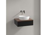 Villeroy und Boch Antao Waschtisch-Unterschrank K07112PD 60x19x50cm, Waschbeckenplattenfarbe warm walnut, black matt lacquer