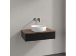 Villeroy und Boch Antao Waschtisch-Unterschrank K08112PD 80x19x50cm, Waschbeckenplattenfarbe warm walnut, black matt lacquer