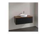 Villeroy und Boch Antao Waschtisch-Unterschrank K20052PD 100x36x50cm, Hahnloch, Waschbeckenplattenfarbe warm walnut, black matt lacquer