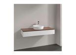 Villeroy und Boch Antao Waschtisch-Unterschrank L10052MT mit Beleuchtung, 1 Auszug, 1200 x 190 x 500 mm, Front ohne Struktur, White Matt Lacquer / Warm Walnut