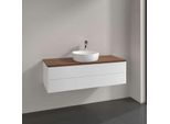 Villeroy und Boch Antao Waschtisch-Unterschrank K21012MT 120x36x50cm, Waschbeckenplattenfarbe warm walnut, white matt lacquer