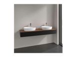 Villeroy und Boch Antao Waschtisch-Unterschrank L17152PD mit Beleuchtung, 2 Auszüge, 1600 x 190 x 500 mm, Front mit Struktur, Black Matt Lacquer / Warm Walnut