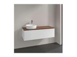 Villeroy und Boch Antao Waschtisch-Unterschrank L33112MT mit Beleuchtung, 1 Auszug, 1200 x 360 x 500 mm, Front mit Struktur, White Matt Lacquer / Warm Walnut