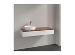 Villeroy und Boch Antao Waschtisch-Unterschrank L11152MT mit Beleuchtung, 1 Auszug, 1200 x 190 x 500 mm, Front mit Struktur, White Matt Lacquer / Warm Walnut
