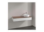 Villeroy und Boch Antao Waschtisch-Unterschrank L12012MT mit Beleuchtung, 1 Auszug, 1200 x 190 x 500 mm, Front ohne Struktur, White Matt Lacquer / Warm Walnut