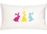 Dekokissen PAD "BUNNIES", multi, B:30cm L:50cm, Polyester, Dekokissen_Sitzkissen_Kissenhüllen, Embroidery