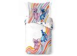Kinderbettwäsche DISNEY "Disney Lilo & Stitch Bettbezug-Set 135x200 cm + Kissenbezug 80x80 cm", weiß, B/L: 137cm x 200cm, 1 Stk., 1 Stk., Washed Cotton, B/L: 80cm x 80cm, 2 tlg., Washed Cotton, Obermaterial: 100% Baumwolle, Bettwäsche, 100 % Baumwolle, maschinenwaschbar, wendbar