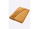Spannbettlaken IRISETTE Gr. 2, gold (goldfarben), B/L: 160cm x 200cm, 1 Stk., Frottee, 25cm, Frottee, 75% Baumwolle, 25% Polyester, Bettlaken, Spannbettlaken