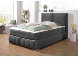 Boxspringbett HOME AFFAIRE "Wehma", grau (schiefer), B:150cm L:233cm, Struktur fein (100% Polyester), Komplettbetten, Boxspringbett, inkl. Topper in 3 verschiedenen Matratzen, auch in Samtstoff