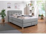 Boxspringbett HOME AFFAIRE "Fargo", grau (hellgrau), B:153cm L:207cm, Struktur fein (100% Polyester);Samtstoff (100% Polyester), Komplettbetten, Boxspringbett, inkl. Topper, in 3 Matratzenarten, in Samt- oder Strukturstoff