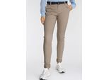 Chinohose AJC, Damen, Gr. 34, N-Gr, beige, Web, Obermaterial: 98% Baumwolle, 2% Elasthan, kontrastfarbene Details, unifarben, gerade, unten schmal lang, Hosen Chinohose, in lässiger Form mit konstrastfarbendem Gürtel