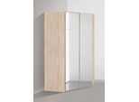 Eckkleiderschrank WIMEX "New York", braun (struktureichefarben hell), B:90cm H:208cm T:56cm, Schränke, Eckkleiderschrank, mit Spiegeltüren und LED Leuchte