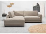 Ecksofa HOME AFFAIRE "Ecksofa Jiro, L-Form, große Sitztiefe, Breite 252 cm", taupe, B:252cm H:85cm T:224cm, 85% Polyester, 15% Viskose, Sofas, Ecksofa, lose Sitz- & Rückenkissen, weicher Polsteraufbau, komfortabel & modern