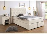 Boxspringbett HOME AFFAIRE "Chalon, in verschiedenen Breiten", beige, B:163cm L:210cm, Komplettbetten, Boxspringbett, inkl. Topper, wahlweise in H2, H3 oder H4 erhältlich