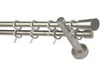 Gardinenstange GARESA "MOLIS", beige (mattchromfarben, natur), L:180cm Ø:20mm, Aluminium, Holzwerkstoff, Metall, Gardinenstangen, Gardinenstange, Vorhanggarnitur, verlängerbar, Wandmontage, mit Ringe/2 Lauf Gleiter