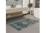 Badematte WECON HOME "Ralph", grün, H:0,5mm, Polyester, Badematten, Badematte, Vintage, waschbar, rutschfest, schnell trocknend, weich, Badteppich