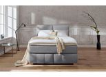 Boxspringbett HOME AFFAIRE "Wehma", grau, B:150cm L:233cm, Struktur fein (100% Polyester), Komplettbetten, Boxspringbett, inkl. Topper in 3 verschiedenen Matratzen, auch in Samtstoff