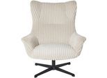 Sessel JAHNKE "LOUNGE SNOOZE", sanftes weiß, B:83cm H:102cm T:80cm, Sessel, Sessel, Loungesessel, drehbar, dick gepolstert, Armlehnen, weicher Cordbezug
