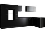 Winkelküche RESPEKTA "Oliver", schwarz (küche: schwarz, front: schwarz, korpus: grau matt, arbeitsplatte: granit optik), B:370cm H:205cm T:172cm, Komplettküchen-Sets, Winkelküche, Breite 370 cm, 90 cm Arbeitshöhe, in exklusiver Konfiguration für OTTO