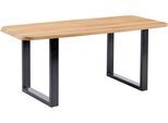 Esstisch MASSIVLINE & MORE "Porto, Vierfußtisch, Küchentisch, Tisch, Esstisch, Holztisch", schwarz (u, gestell,braun, schwarz, braun), B:220cm H:75cm T:100cm, Tische, Esstisch, Platte massiv, Gestell Metall pulverbeschichtet schwarz