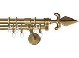 Gardinenstange GARESA "RUSTIKA", gold (mattgoldfarben), L:410cm Ø:16mm, Metall, Gardinenstangen, Gardinenstange, rustikale Vorhanggarnitur, verlängerbar, m. Ringe, Endknopf Pfeil