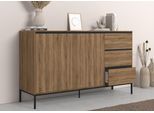 Sideboard OTTO HOME "Bari", schwarz (eiche, schwarz), B:140cm H:82cm T:40cm, Sideboards, Sideboard, Kommode mit 2 Türen und 3 Schubkästen, Breite 140 cm