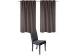 Vorhang HOME BASICS "BLACKY" Gr. 2, grau (stein), B:140cm H:175cm, Polyester, Gardinen, Vorhang, 2er Pack Kombibandschal BLACKY Uni