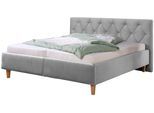 Polsterbett HOME AFFAIRE "Sunley 100", silber, B:183cm L:210cm, Struktur (100% Polyester);Strukturstoff (100% Polyester), Betten, Polsterbett, Kreuzsteppung, Kopfteilhöhe 102 cm, ohne oder mit Matratze/Lattenrost