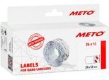 Preisetiketten METO®, für 1-zeilige Preisauszeichner, permanenthaftend, Wellenrand, B 26 x H 12 mm, FSC®-Papier, weiß, 6 Rollen mit 1000 Stück