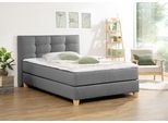 Boxspringbett HOME AFFAIRE "Moulay", grau, B:134cm L:211cm, Komplettbetten, Boxspringbett, inkl. Topper, in 3 Härtegraden, TFK auch in Härtegrad 4
