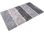 Badematte HOMIE LIVING "Rio Marina", grau (grau, grau), H:30mm, Polyester, Badematten, Badematte, flauschiger Badteppich, modern gestreift, waschbar, Badezimmerteppich