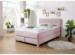 Boxspringbett HOME AFFAIRE "Fargo", lila (flieder), B:153cm L:207cm, Struktur fein (100% Polyester);Samtstoff (100% Polyester), Komplettbetten, Boxspringbett, inkl. Topper, in 3 Matratzenarten, in Samt- oder Strukturstoff