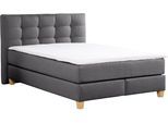 Boxspringbett HOME AFFAIRE "Moulay", grau (anthrazit), B:154cm L:231cm, Komplettbetten, Boxspringbett, inkl. Topper, in Überlänge 220 cm, 3 Härtegrade, auch in H4
