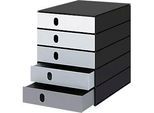 Schubladenbox Styro Styroval Pro Color Flow, für Formate bis C4, 5 geschlossene Schübe, 100 % Polystyrol, grau/schwarz, Farbverlauf