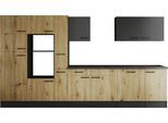 Küchenzeile RESPEKTA "Oliver", küche: grau, front: grau matt, korpus: grau matt, arbeitsplatte: granit optik, B:370cm H:205cm T:60cm, Komplettküchen-Sets, Küchenzeile, Breite 370 cm, 90 cm Arbeitshöhe, in exklusiver Konfiguration für OTTO