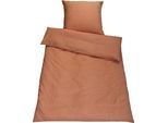 Bettwäsche SETEX "Chambray", rot (rostrot), B/L: 200cm x 220cm, 1 Stk., 2 Stk., Chambray, B/L: 80cm x 80cm & 80cm x 80cm, 3 Stk., Chambray, Obermaterial: 90% Baumwolle, 10% Polyester, Bettwäsche, Bettwäsche, in diversen Uni-Tönen