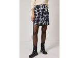 Minirock STREET ONE, Damen, Gr. 36, shadowed navy, Stoff, 100% Polyester, gemustert, normal knielang, Röcke Minirock, Middle Waist
