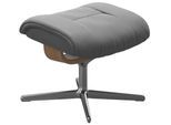 Fußhocker STRESSLESS "Mayfair", grau (wild dove batick), B:55cm H:41cm T:39cm, Leder BATICK: BATICK ist ein leicht korrigiertes, durchgefärbtes und genarbtes Möbelleder, bei dem die meisten Unebenheiten und Spuren in der Regel entfernt wurden., Hocker, Fußhocker, mit Cross Base, Größe S, M & L, Holzakzent Eiche