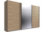 Kleiderschrank WIMEX "Mugano, Made in Germany, Lieferung bis in Deine Etage und Stellort", schwarz (artisan, eiche nachbildung, griffe schwarz), B:313cm H:208cm T:65cm, Holzwerkstoff, Schränke, Kleiderschrank, 3 Schwebetüren, große Größen, mit oder ohne Spiegel, Metallgriffe
