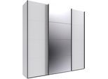 Kleiderschrank WIMEX "Mugano, Made in Germany, Lieferung bis in Deine Etage und Stellort", schwarz (weiß, griffe schwarz), B:225cm H:236cm T:65cm, Holzwerkstoff, Schränke, Kleiderschrank, 3 Schwebetüren, große Größen, mit oder ohne Spiegel, Metallgriffe