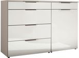 Kombikommode WIEMANN "Como", weiß (kieselgrau, dekor, glas weiß, schiefer), B:120cm H:91,2cm T:43cm, Floatglas, Holzwerkstoff, Metall, Sideboards, Kombikommode, vormontiert