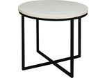 Couchtisch MÄUSBACHER "Couchtisch rund", schwarz (schwarz, keramik optik weiß), H:50,5cm, Tische, Couchtisch, Couchtisch rund Durchmesser 60cm, Metallgestell