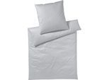 Bettwäsche YES FOR BED "Pure & Simple Uni in Gr. 135x200, 155x220 oder 200x200 cm", silber (silberfarben), B/L: 200cm x 200cm, 1 Stk., 2 Stk., Mako-Satin, B/L: 80cm x 80cm & 80cm x 80cm, 3 Stk., Mako-Satin, Obermaterial: 100% Baumwolle, Bettwäsche, Bettwäsche, Bettwäsche aus Baumwolle, zeitlose Bettwäsche mit seidigem Glanz