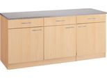 Unterschrank WIHO KÜCHEN "Kiel", grau (front und korpus: buche dekor), B:180cm H:85cm T:60cm, Schränke, Unterschrank, 180 cm breit