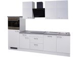 Küchenzeile FLEX-WELL "Kopenhagen", weiß (küche: weiß, korpus: weiß, arbeitsplatte: beton, grau), B:280cm T:60cm, Komplettküchen-Sets, Küchenzeile, wahlweise mit E-Geräten, Gesamtbreite 280 cm